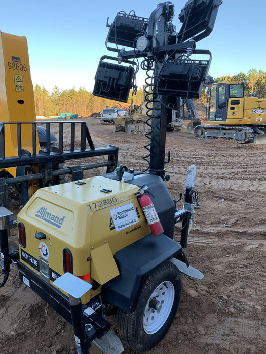 2021 Allmand NLV3GR (4) LED Light Fixture 350W, 23' Vertical Mast, 3kW Prime, Towable, Deep Sea L401, Leveling Jacks, Yanmar T4F 5.8hp