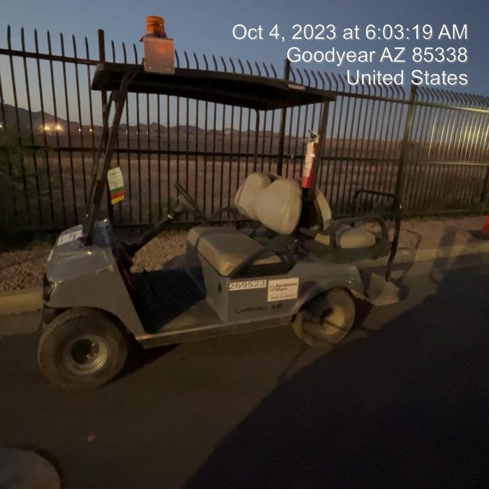 2022 Club Car CA100E Canopy, Fold down Windshield, Beacon, Back up Alarm, All-Trail Trials, HD 8 V Batteries, Trailer Hitch and Ball