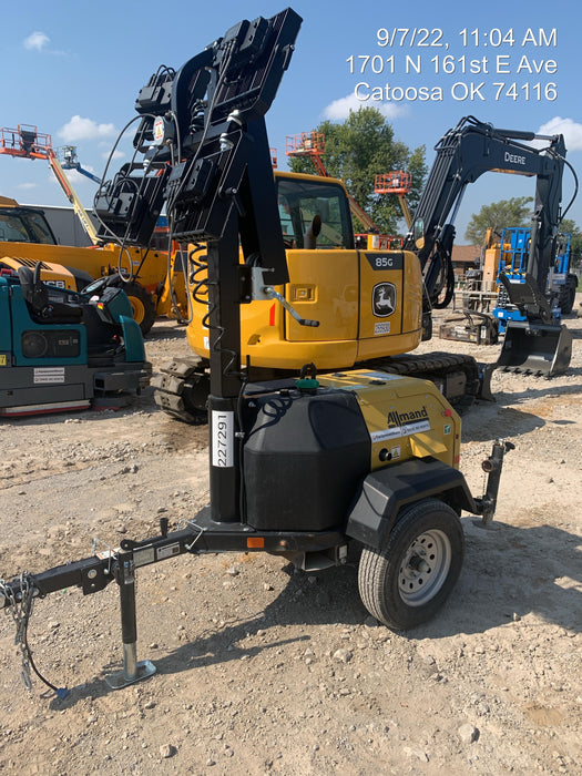 2022 Allmand NLV3GR (4) LED Light Fixture 350W, 23' Vertical Mast, 3kW Prime, Towable, Deep Sea L401, Leveling Jacks, Yanmar T4F 5.8hp