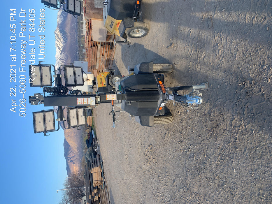 2021 Allmand NLV3GR (4) LED Light Fixture 350W, 23' Vertical Mast, 3kW Prime, Towable, Deep Sea L401, Leveling Jacks, Yanmar T4F 5.8hp