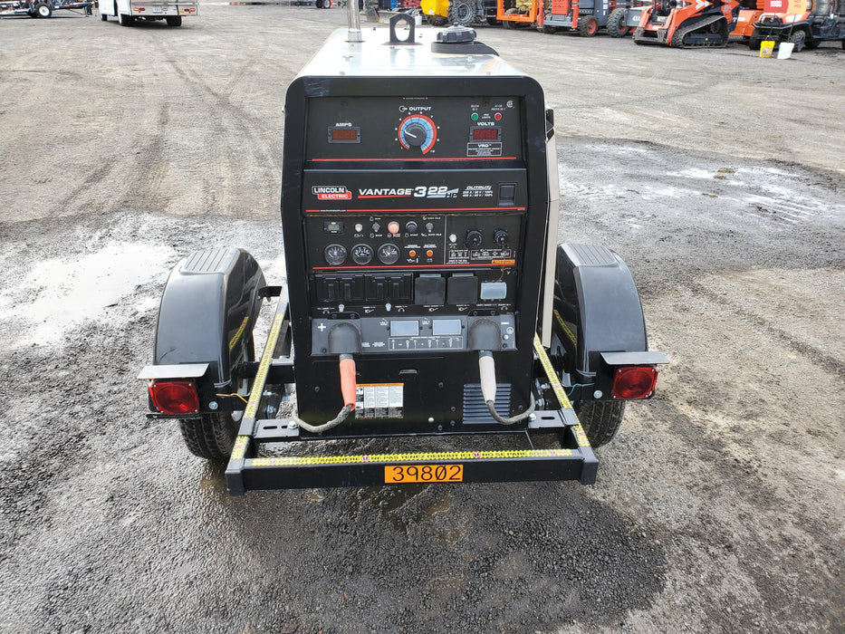 2019 Lincoln Electric Vantage 322 Welder Ready-Pak 3, Two wheel trailer, Fender and Light kit, Cable Rack