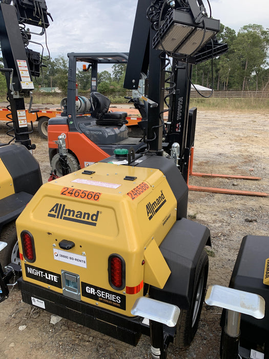 2022 Allmand NLV3GR (4) LED Light Fixture 350W, 23' Vertical Mast, 3kW Prime, Towable