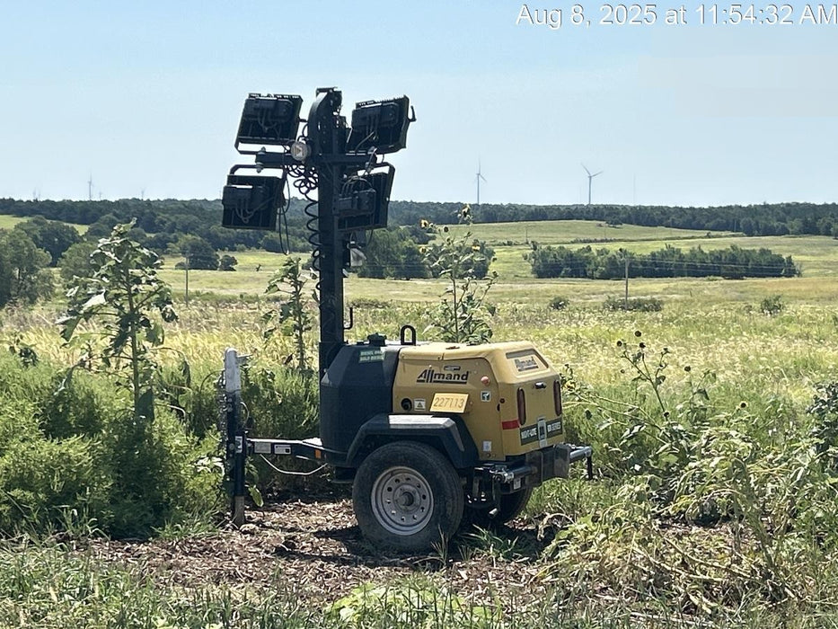 2022 Allmand NLV3GR (4) LED Light Fixture 350W, 23' Vertical Mast, 3kW Prime, Towable, Deep Sea L401, Leveling Jacks, Yanmar T4F 5.8hp