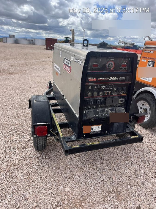 2019 Lincoln Electric Vantage 322 Welder Ready-Pak 3, Two wheel trailer, Fender and Light kit, Cable Rack