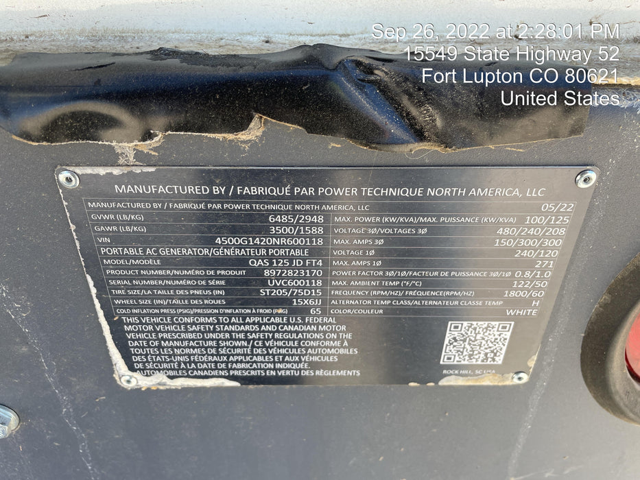 2022 ATLAS COPCO QAS 125