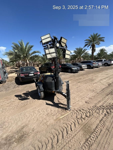 2021 Allmand NLV3GR (4) LED Light Fixture 350W, 23' Vertical Mast, 3kW Prime, Towable, Deep Sea L401, Leveling Jacks, Yanmar T4F 5.8hp
