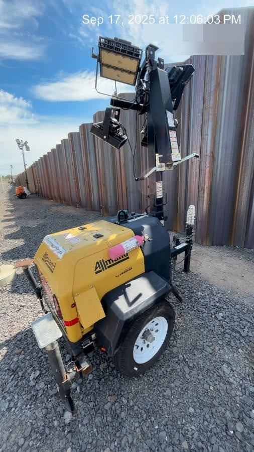 2021 Allmand NLV3GR (4) LED Light Fixture 350W, 23' Vertical Mast, 3kW Prime, Towable, Deep Sea L401, Leveling Jacks, Yanmar T4F 5.8hp