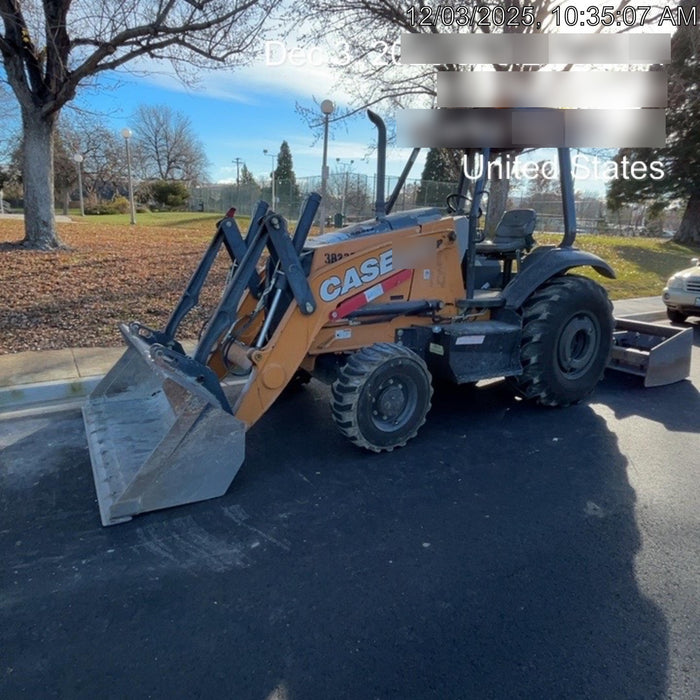 2019 Case 570N EP Canopy, 4WD, GP Front Bucket, Dual Tilt Cylinder, 84" Box Blade w/ Scarifier, Wheel Weights, Beacon