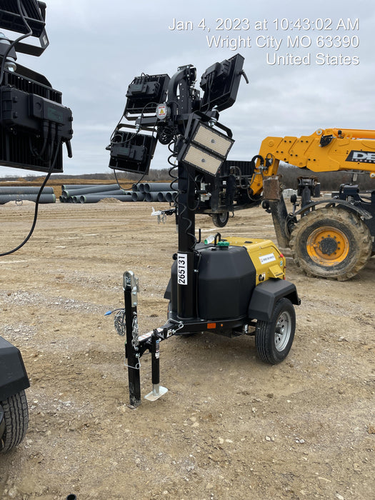 2022 Allmand NLV3GR (4) LED Light Fixture 350W, 23' Vertical Mast, 3kW Prime, Towable, ES Decals, T3