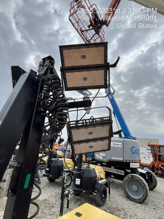 2022 Allmand NLV3GR (4) LED Light Fixture 350W, 23' Vertical Mast, 3kW Prime, Towable, ES Decals, T3