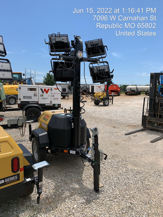 2022 Allmand NLV3GR (4) LED Light Fixture 350W, 23' Vertical Mast, 3kW Prime, Towable, Deep Sea L401, Leveling Jacks, Yanmar T4F 5.8hp