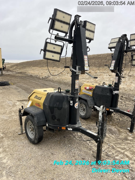 2021 Allmand NLV3GR (4) LED Light Fixture 350W, 23' Vertical Mast, 3kW Prime, Towable, Deep Sea L401, Leveling Jacks, Yanmar T4F 5.8hp