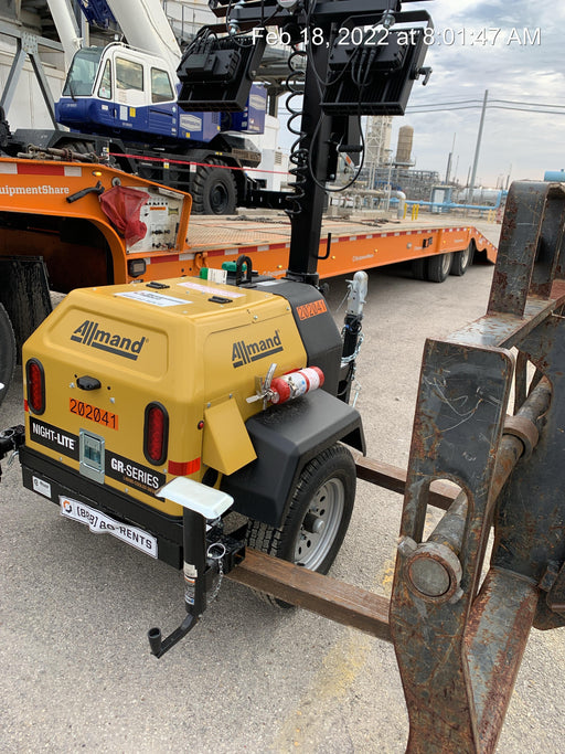 2022 Allmand NLV3GR (4) LED Light Fixture 350W, 23' Vertical Mast, 3kW Prime, Towable, Deep Sea L401, Leveling Jacks, Yanmar T4F 5.8hp