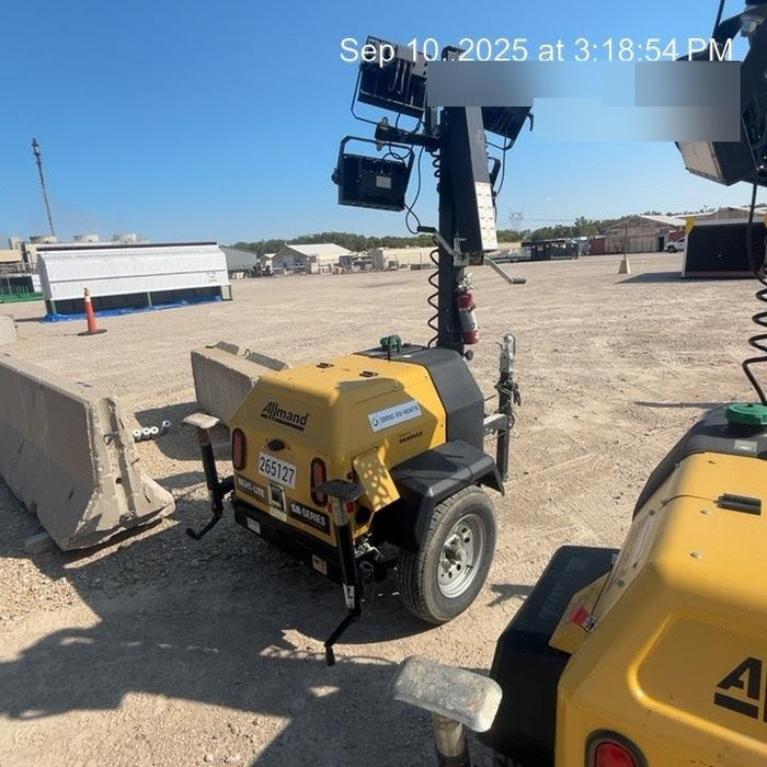 2022 Allmand NLV3GR (4) LED Light Fixture 350W, 23' Vertical Mast, 3kW Prime, Towable, ES Decals, T3