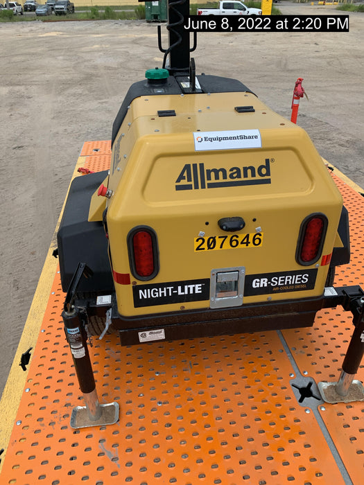 2022 Allmand NLV3GR (4) LED Light Fixture 350W, 23' Vertical Mast, 3kW Prime, Towable, Deep Sea L401, Leveling Jacks, Yanmar T4F 5.8hp