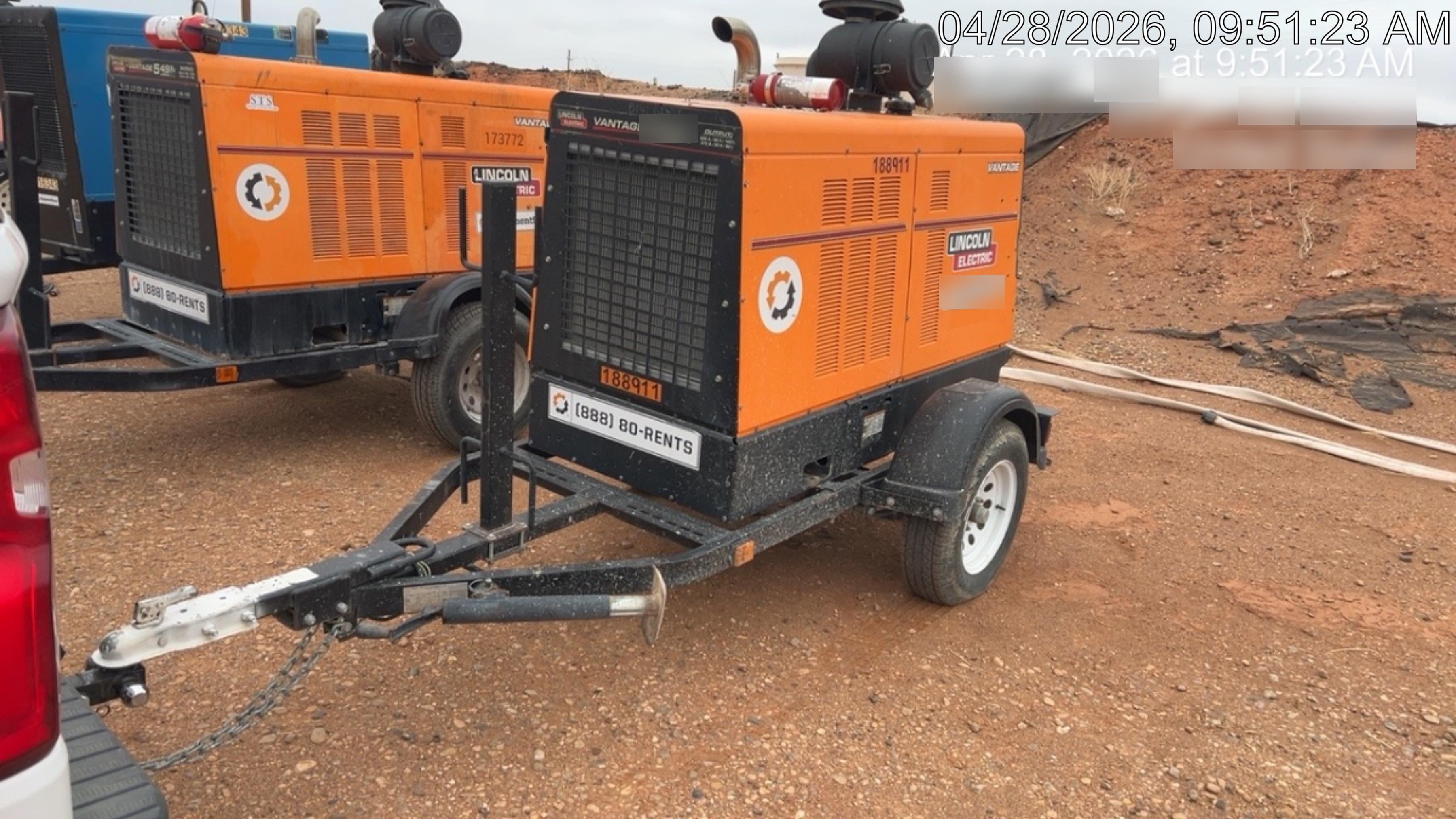 2021 Lincoln Electric Vantage 549X Ready Pak 3, ORANGE (includes trailer, cable rack, fender light kit)