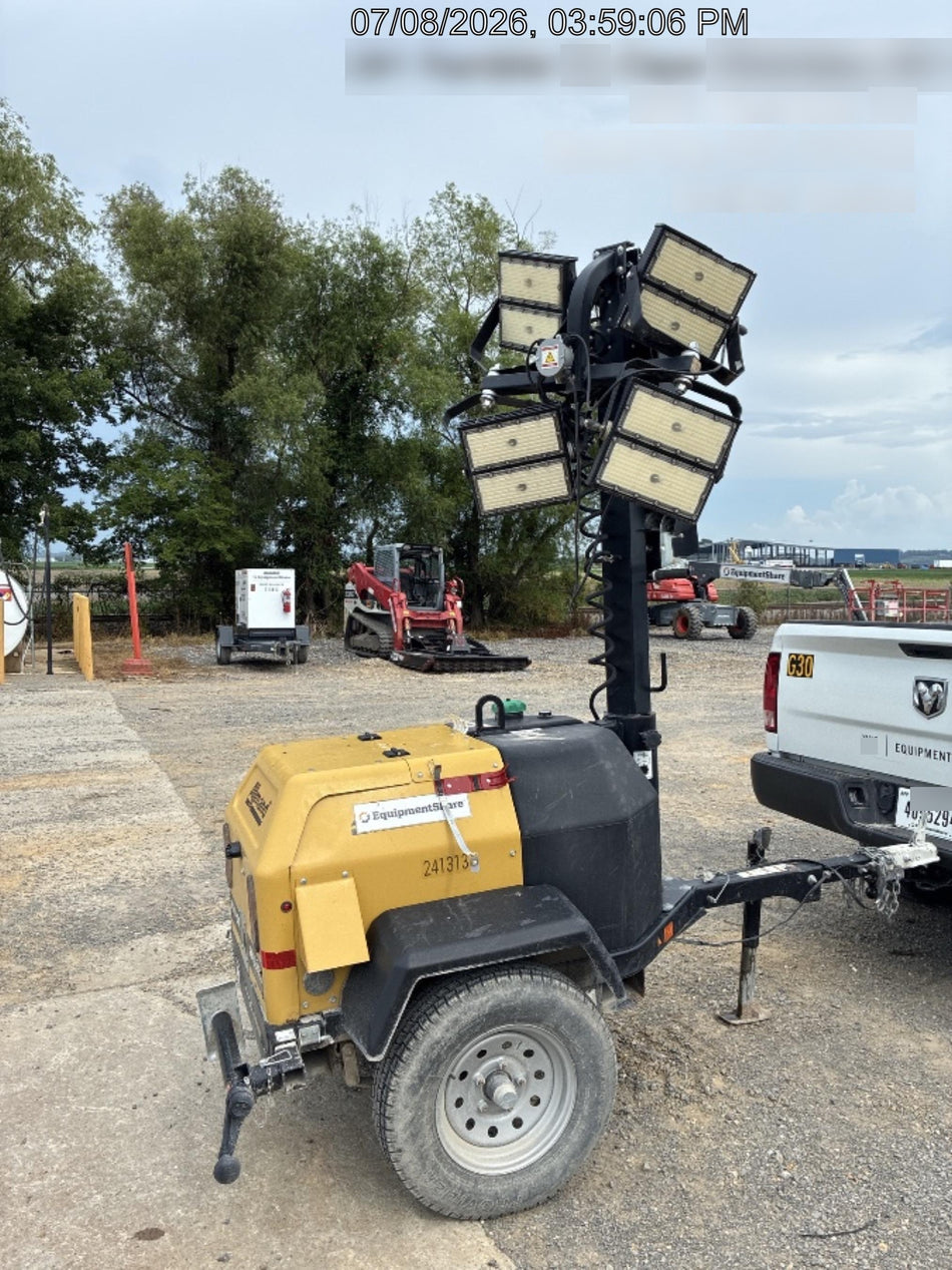 2022 Allmand NLV3GR (4) LED Light Fixture 350W, 23' Vertical Mast, 3kW Prime, Towable, Deep Sea L401, Leveling Jacks, Yanmar T4F 5.8hp