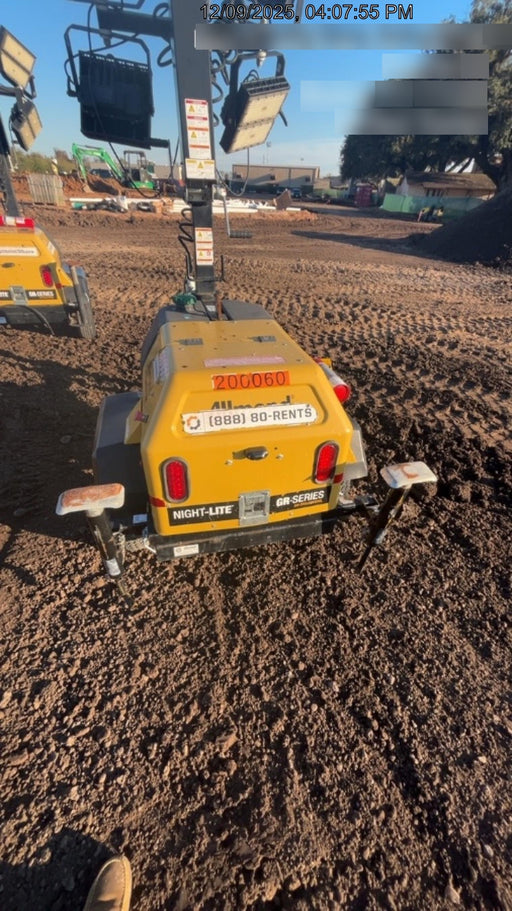 2022 Allmand NLV3GR (4) LED Light Fixture 350W, 23' Vertical Mast, 3kW Prime, Towable, Deep Sea L401, Leveling Jacks, Yanmar T4F 5.8hp