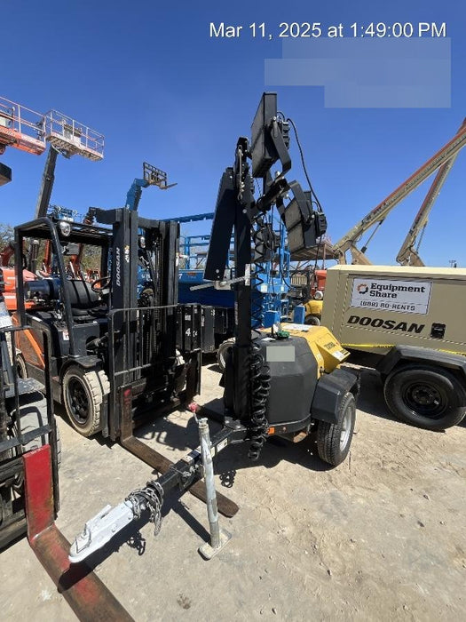 2022 Allmand NLV3GR (4) LED Light Fixture 350W, 23' Vertical Mast, 3kW Prime, Towable, Deep Sea L401, Leveling Jacks, Yanmar T4F 5.8hp