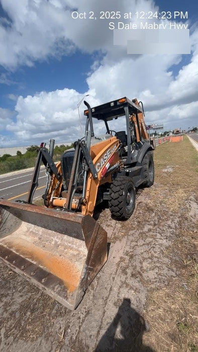 2019 Case 580N EP Canopy, 4WD, 1-Way Aux Hydraulics, Pilot Controls, Ride Control and Loader Aux Hydraulics, 900 LB. Front CWT, 82" HD LONG LIP (1 CU. YD.) W/BOCE AND LIFT EYES, FLIP OVER/STABILIZER PADS COMB