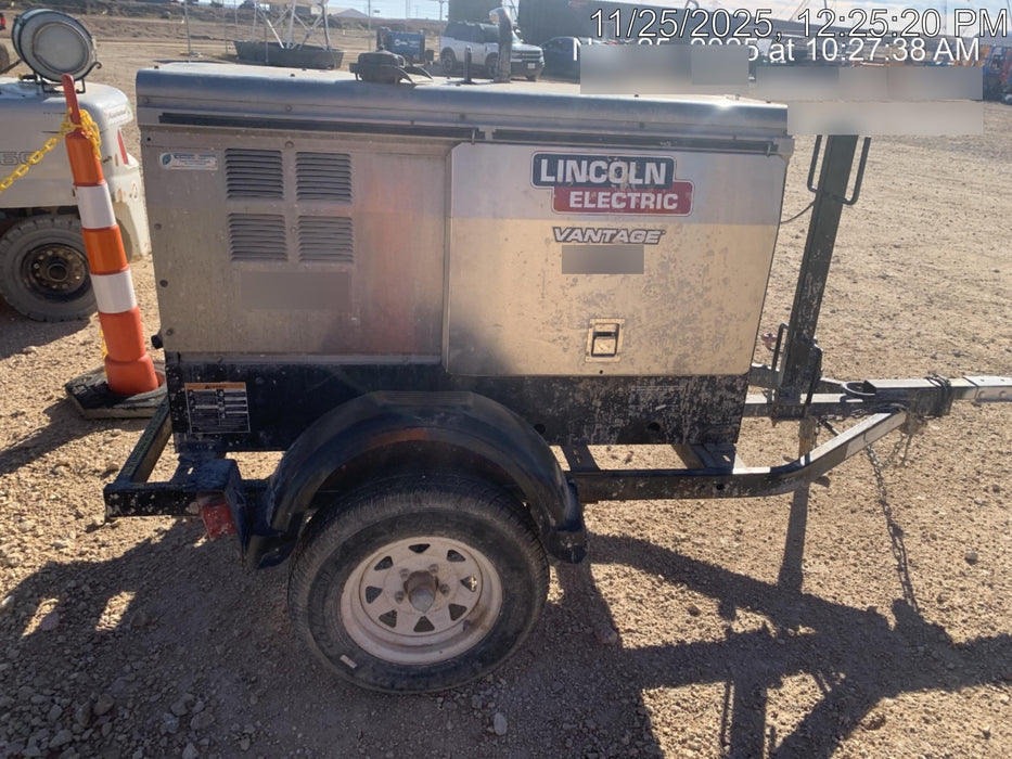 2019 Lincoln Electric Vantage 322 Welder Ready-Pak 3, Two wheel trailer, Fender and Light kit, Cable Rack
