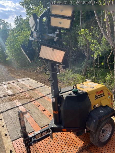2022 Allmand NLV3GR (4) LED Light Fixture 350W, 23' Vertical Mast, 3kW Prime, Towable, Deep Sea L401, Leveling Jacks, Yanmar T4F 5.8hp