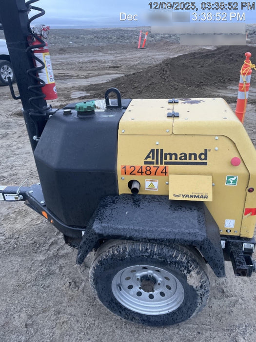 2020 Allmand NLV3GR (4) LED Light Fixture 350W, 23' Vertical Mast, 3kW Prime, Towable, Deep Sea L401, Leveling Jacks, Yanmar T4F 5.8hp