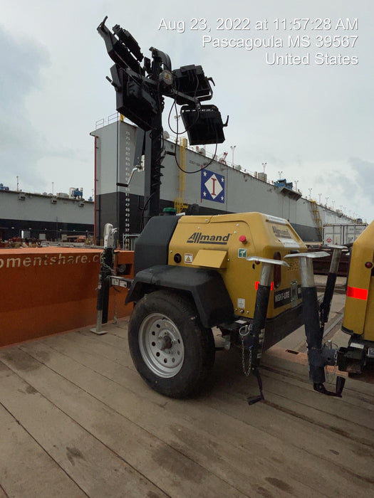 2022 Allmand NLV3GR (4) LED Light Fixture 350W, 23' Vertical Mast, 3kW Prime, Towable, Deep Sea L401, Leveling Jacks, Yanmar T4F 5.8hp