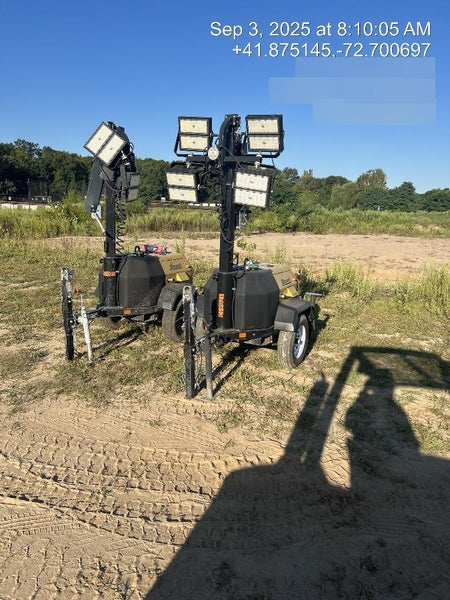 Allmand NLV3GR (4) LED Light Fixture 350W, 23' Vertical Mast, 3kW Prime, Towable, Deep Sea L401, Leveling Jacks, Yanmar T4F 5.8hp