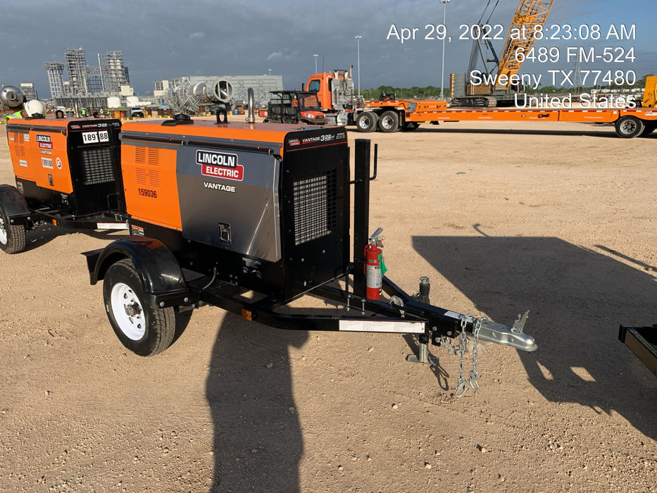 2021 Lincoln Electric Vantage 322 Vantage 322 Ready Pak 3 w/ Decals, ORANGE (includes trailer, cable rack, fender light kit) NO Telematics