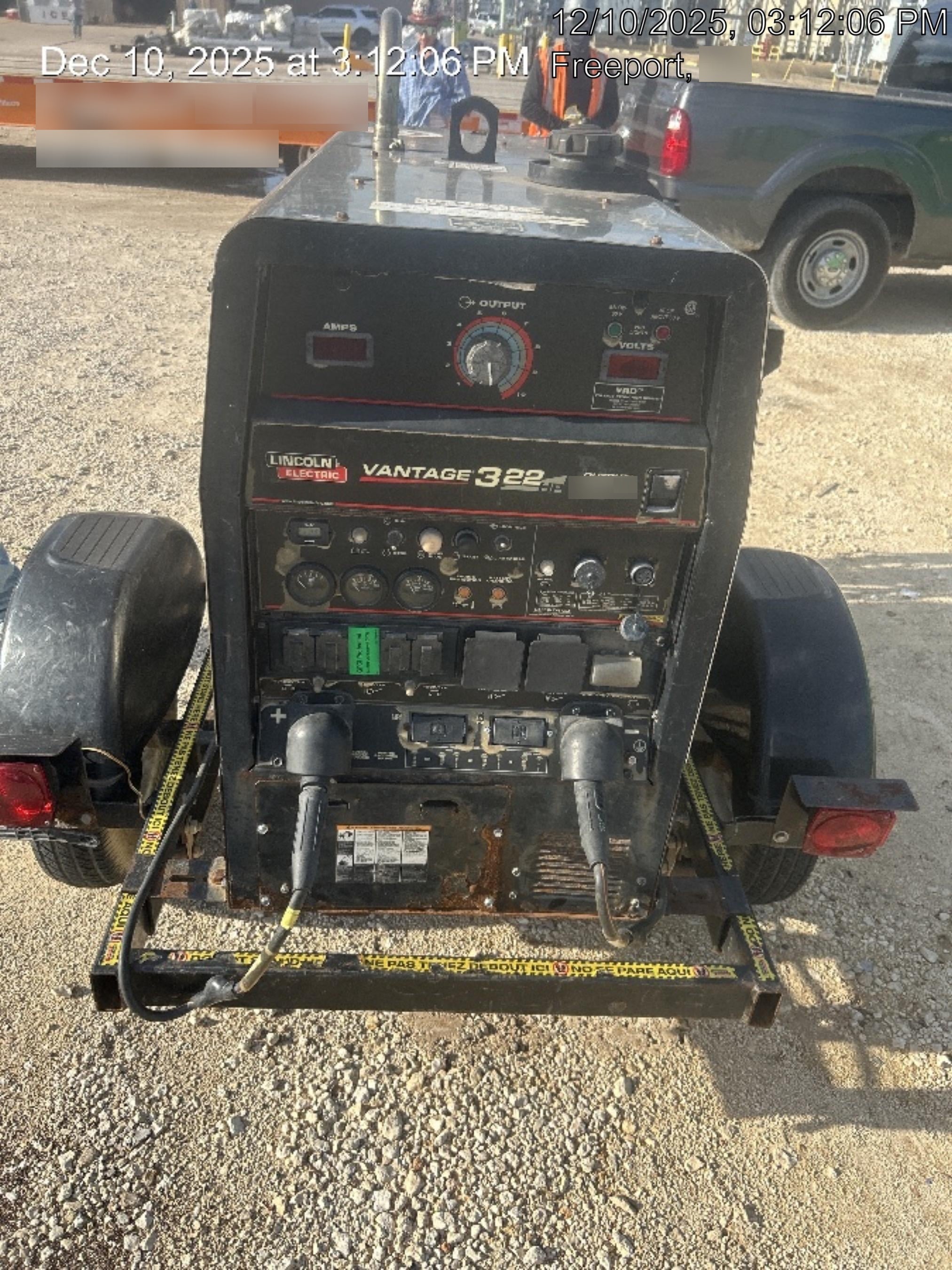 2019 Lincoln Electric Vantage 322 Lincoln Vantage 322 Welder w/Trailer, Light Kit, Cable Rack