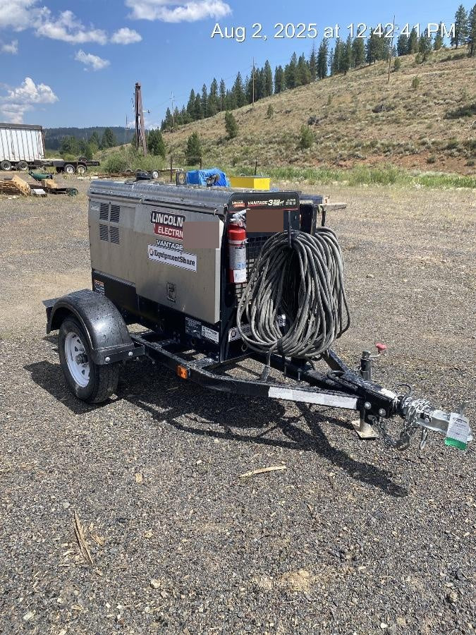 2019 Lincoln Electric Vantage 322 Ready-Pak 3, Two Wheel Trailer, Fender and Light Kit, Cable Rack