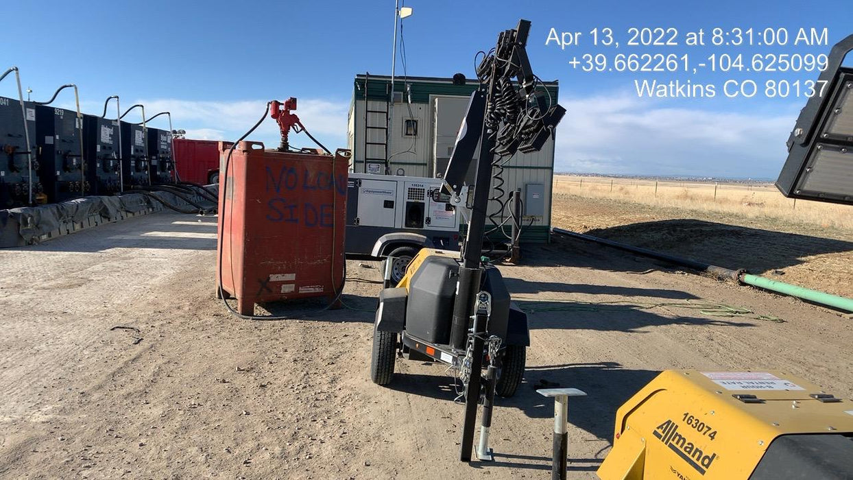 2021 Allmand NLV3GR (4) LED Light Fixture 350W, 23' Vertical Mast, 3kW Prime, Towable, Deep Sea L401, Leveling Jacks, Yanmar T4F 5.8hp