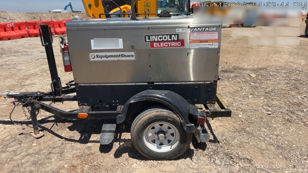 2019 Lincoln Electric Vantage 322 Ready-Pak 3, Two Wheel Trailer, Fender and Light Kit, Cable Rack