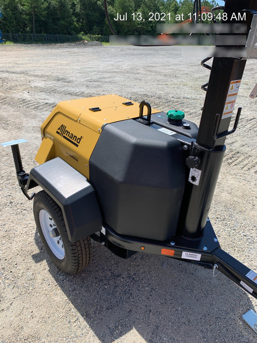 2021 Allmand NLV3GR (4) LED Light Fixture 350W, 23' Vertical Mast, 3kW Prime, Towable, Deep Sea L401, Leveling Jacks, Yanmar T4F 5.8hp