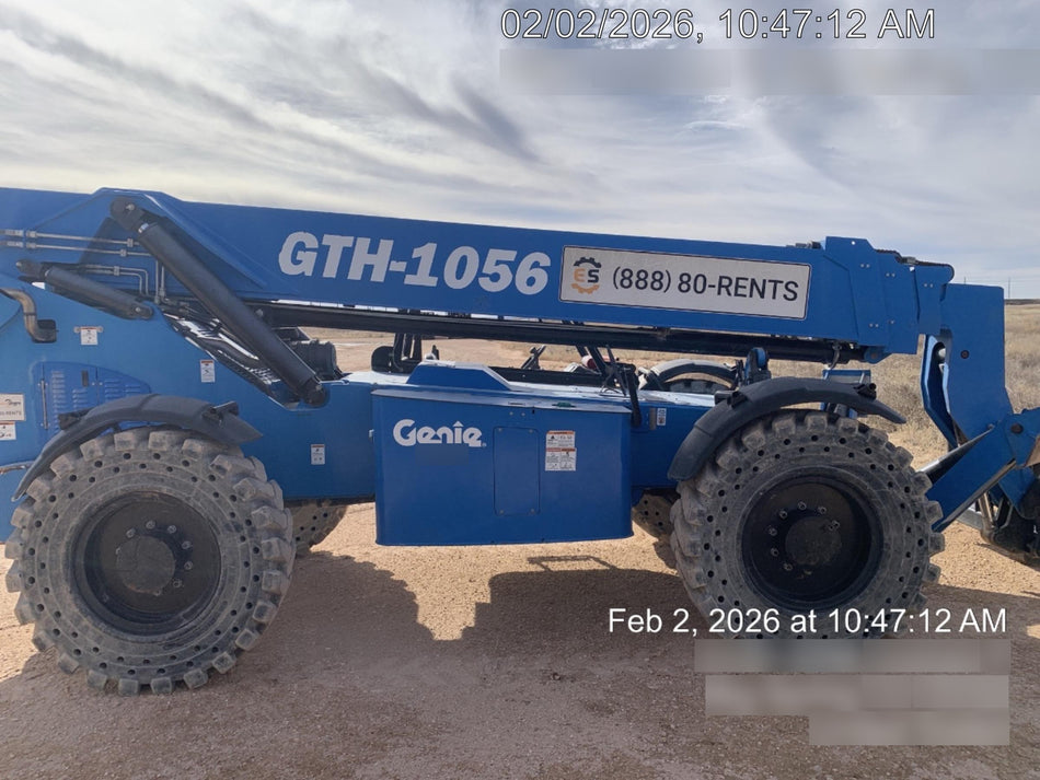 2019 Genie GTH-1056 Canopy, Solid RT Tires, LED Work Lights, Beacon 60" QA Carriage, 60" Forks