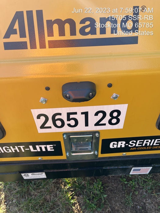 2022 Allmand NLV3GR (4) LED Light Fixture 350W, 23' Vertical Mast, 3kW Prime, Towable, ES Decals, T3