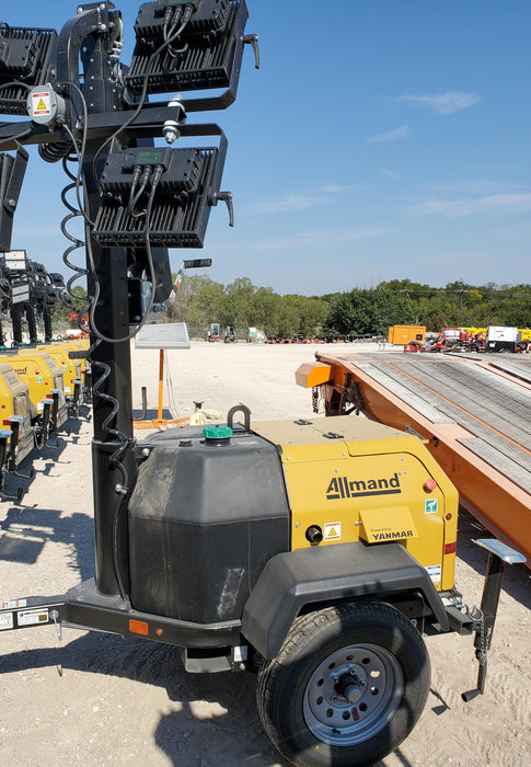 2022 Allmand NLV3GR (4) LED Light Fixture 350W, 23' Vertical Mast, 3kW Prime, Towable, ES Decals, T3