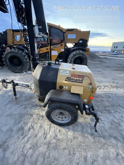 2022 Allmand NLV3GR (4) LED Light Fixture 350W, 23' Vertical Mast, 3kW Prime, Towable, Deep Sea L401, Leveling Jacks, Yanmar T4F 5.8hp