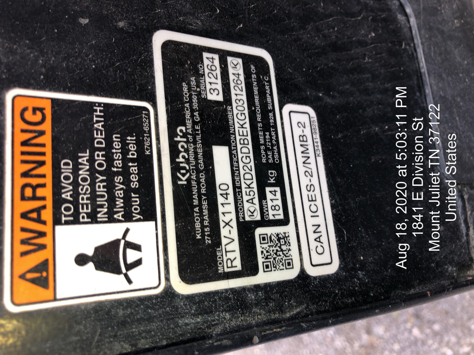 2019 KUBOTA RTV-X1140W-H (Canopy)