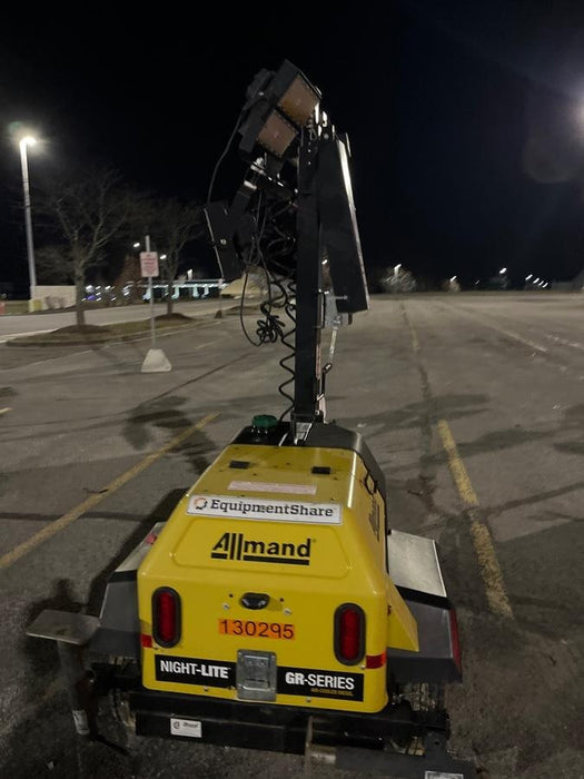 2021 Allmand NLV3GR (4) LED Light Fixture 350W, 23' Vertical Mast, 3kW Prime, Towable, Deep Sea L401, Leveling Jacks, Yanmar T4F 5.8hp