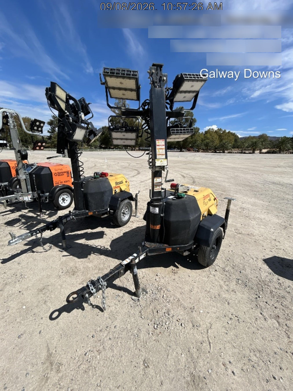 2022 Allmand NLV3GR (4) LED Light Fixture 350W, 23' Vertical Mast, 3kW Prime, Towable, Deep Sea L401, Leveling Jacks, Yanmar T4F 5.8hp