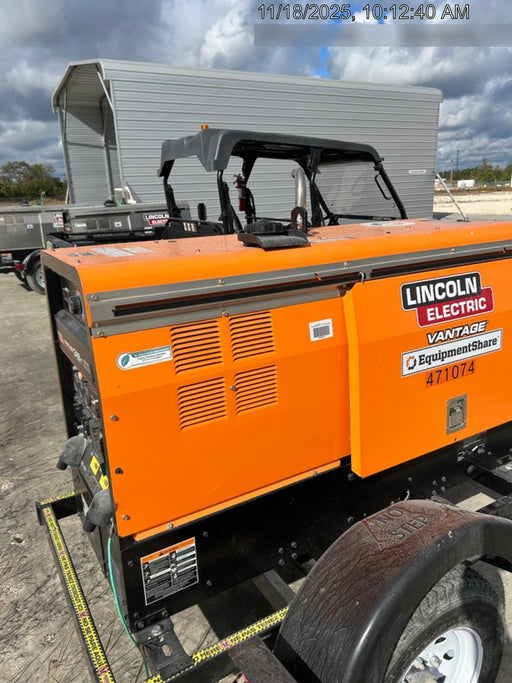 2024 Lincoln Electric Vantage 322 Welder Ready-Pak 3, Two wheel trailer, Fender and Light kit, Cable Rack, Orange
