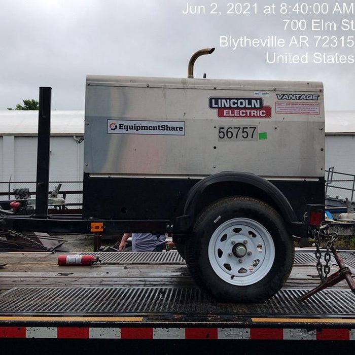 2019 Lincoln Electric Vantage 322 Welder Ready-Pak 3, Two wheel trailer, Fender and Light kit, Cable Rack