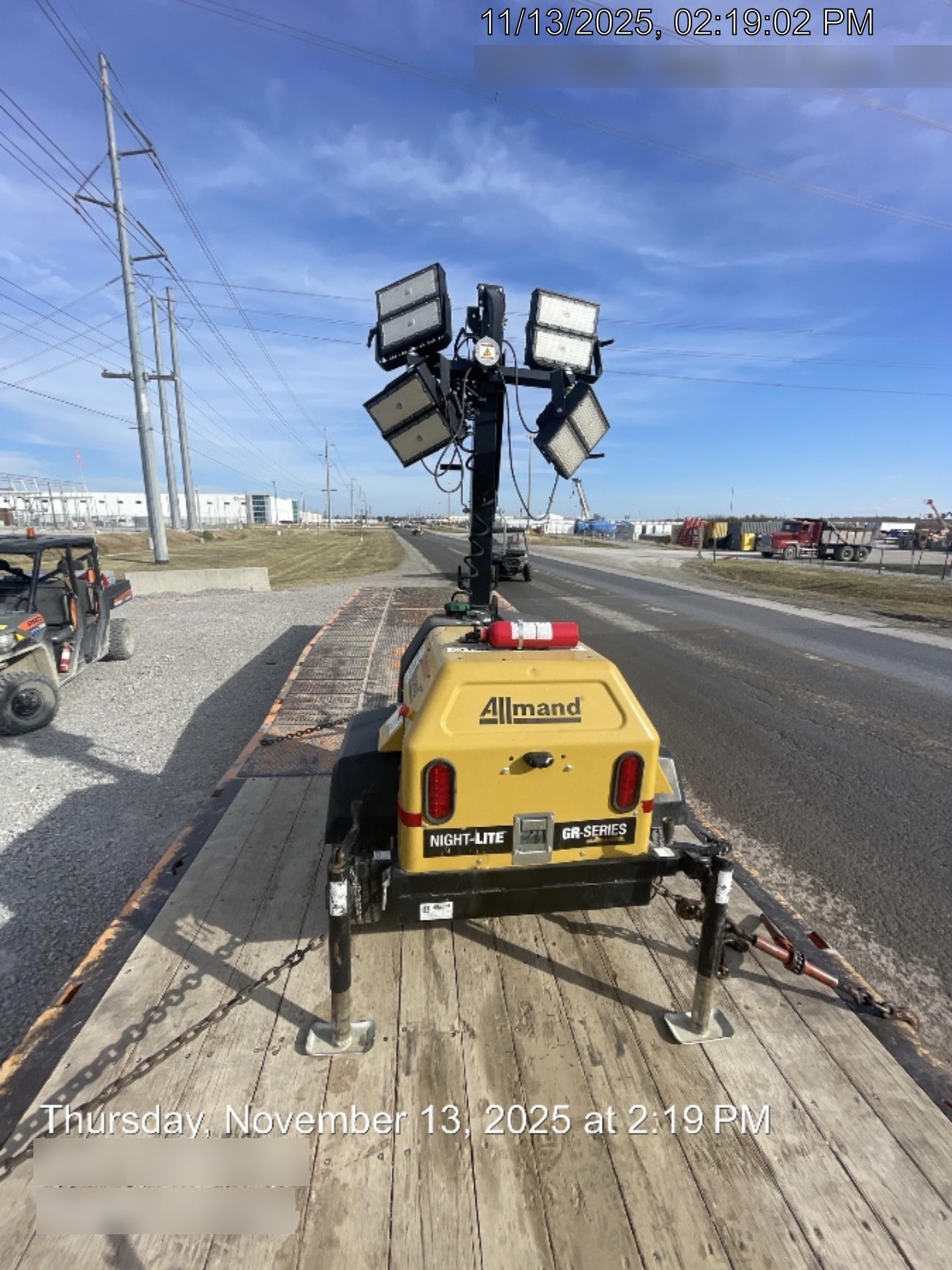 2022 Allmand NLV3GR (4) LED Light Fixture 350W, 23' Vertical Mast, 3kW Prime, Towable, Deep Sea L401, Leveling Jacks, Yanmar T4F 5.8hp