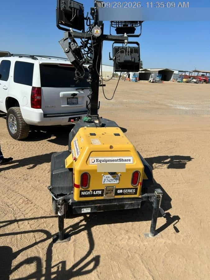 2021 Allmand NLV3GR (4) LED Light Fixture 350W, 23' Vertical Mast, 3kW Prime, Towable, Deep Sea L401, Leveling Jacks, Yanmar T4F 5.8hp