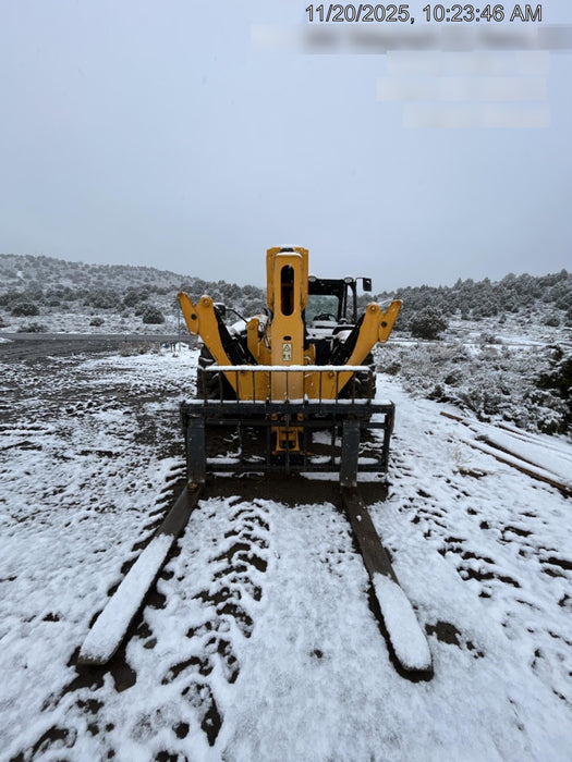 2019 JCB 510-56 74 HP w/Open ROPS, Beacon, Aux Hydraulics, Worklights, Solid Tires w/60" Carriage/Forks