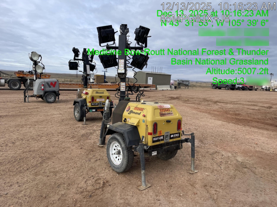 2021 Allmand NLV3GR (4) LED Light Fixture 350W, 23' Vertical Mast, 3kW Prime, Towable, Deep Sea L401, Leveling Jacks, Yanmar T4F 5.8hp