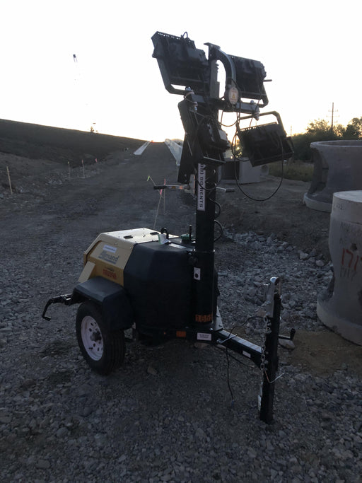 2021 Allmand NLV3GR (4) LED Light Fixture 350W, 23' Vertical Mast, 3kW Prime, Towable, Deep Sea L401, Leveling Jacks, Yanmar T4F 5.8hp