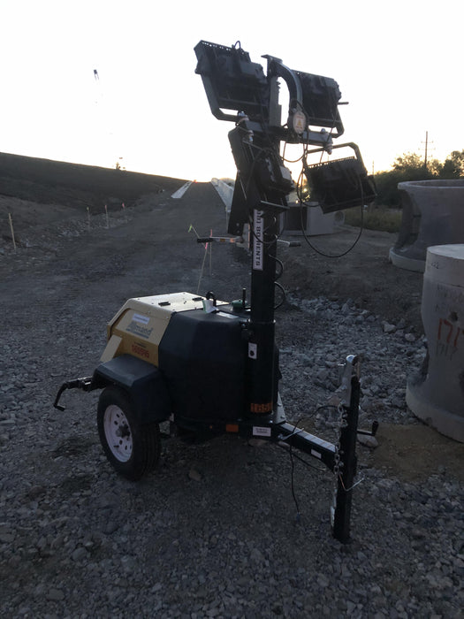 2021 Allmand NLV3GR (4) LED Light Fixture 350W, 23' Vertical Mast, 3kW Prime, Towable, Deep Sea L401, Leveling Jacks, Yanmar T4F 5.8hp